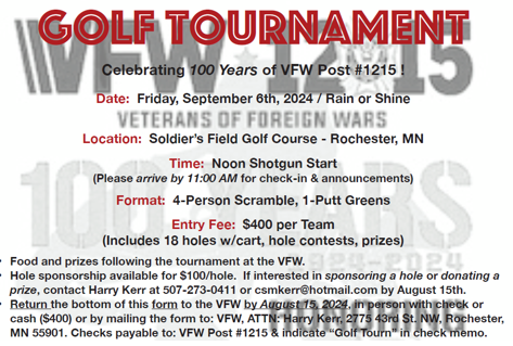 Information on VFW Golf Tournament