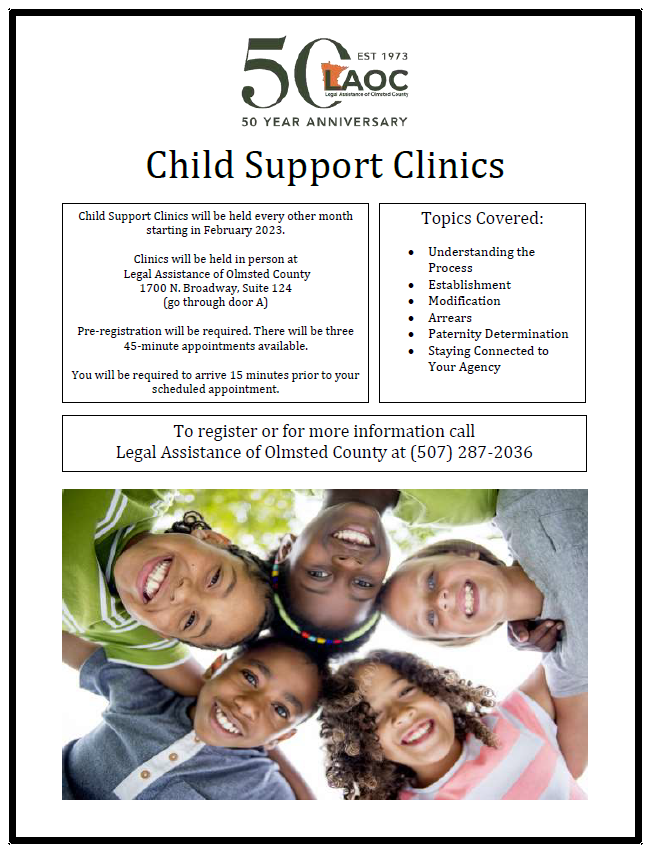 Flyer for Child Support Clinics