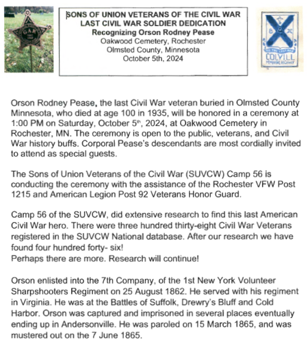 Sons of Union Veterans of the Civil War Cont.