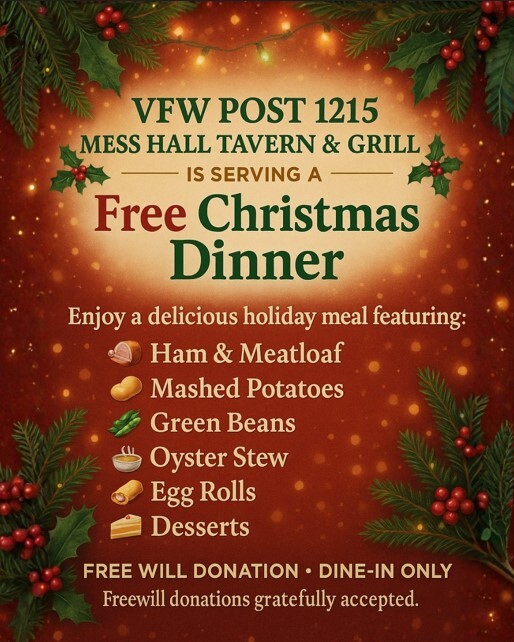 Poster for Christmas dinner at VFW Post 1215
