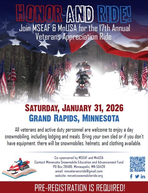 Flyer for snowmobile ride on 1-31-26 in Grand Rapids