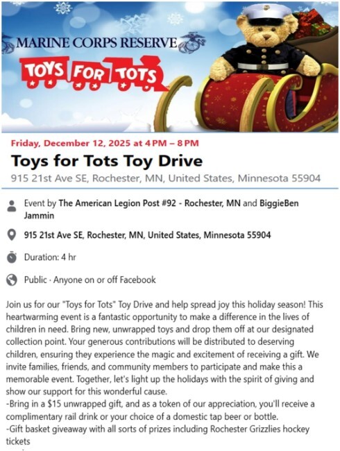 Poster for American Legion Toys for Tots