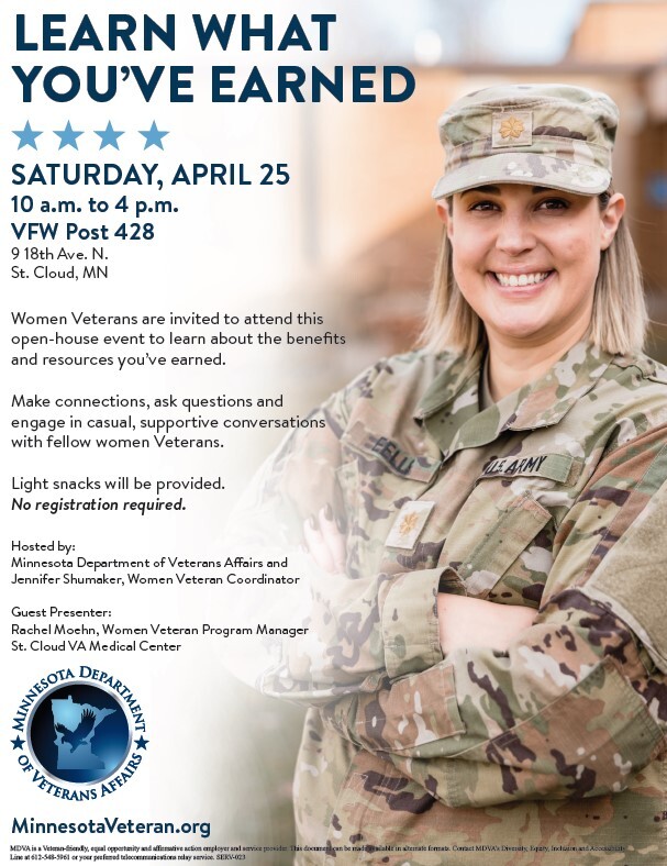 Flyer for Women Veterans Open House in St. Cloud, MN