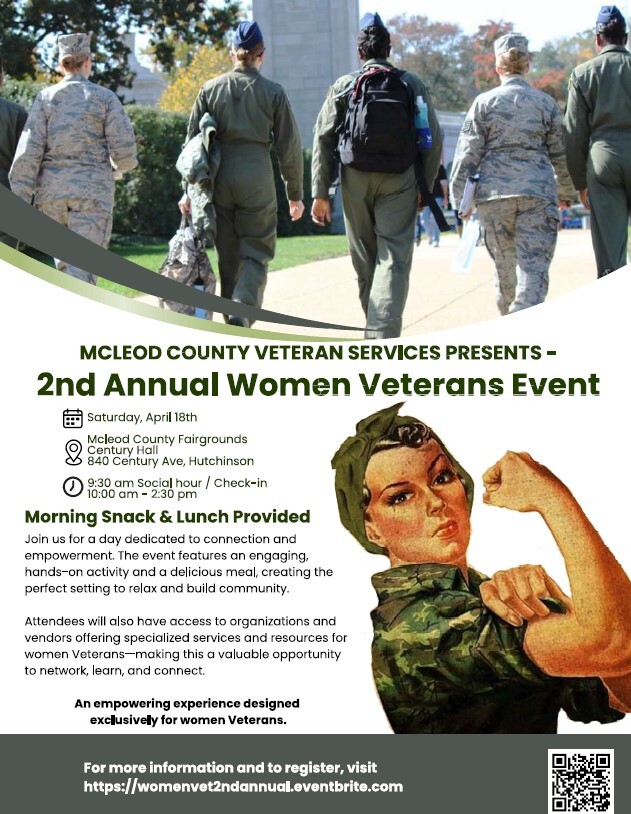 Flyer for Mcleod County's 2nd Annual Women Veterans Event