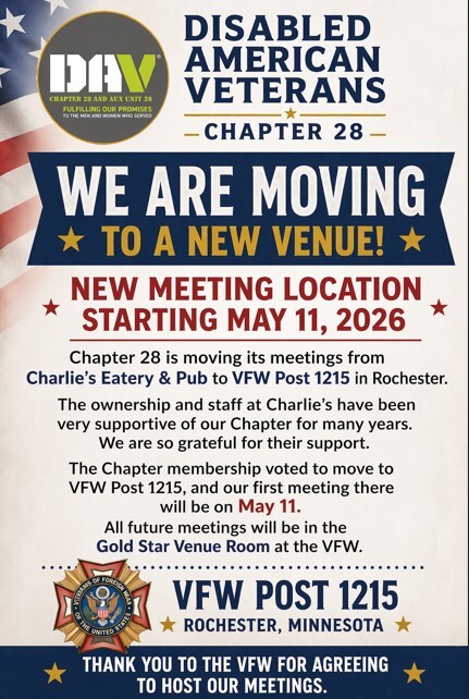 DAV Meeting change of venue