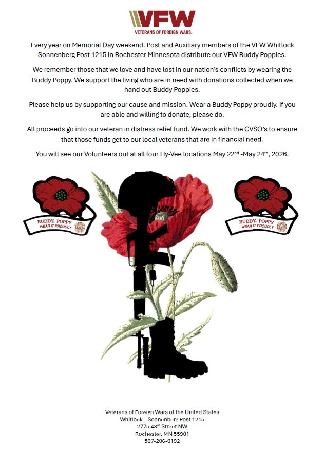 Flyer for VFW Buddy Poppies