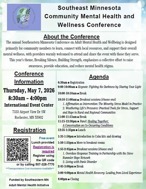 Flyer for SE MN Mental Health & Wellness Conference