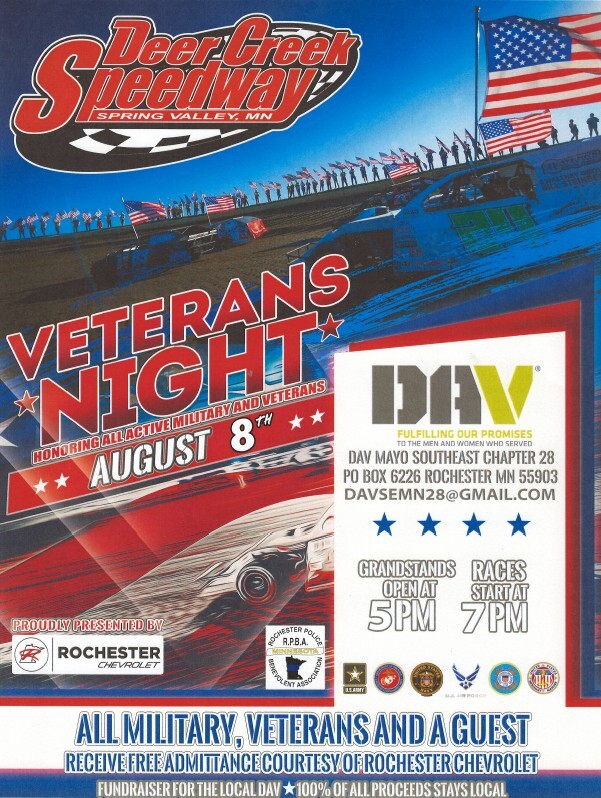 Flyer for Deer Creek Speedway Veteran's Night