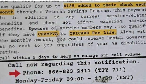 Postcard being sent to veterans