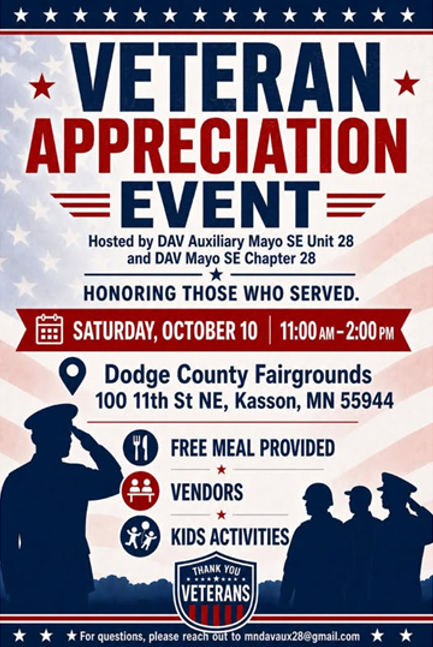 Veteran Appreciation Event Flyer October 10th