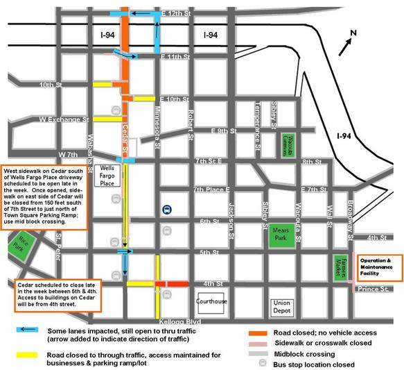 Downtown St. Paul Construction Update for May 26 - June 1, 2012