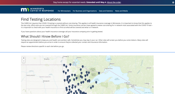 State testing website screenshot