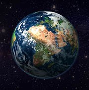 The earth as seen from outer space.