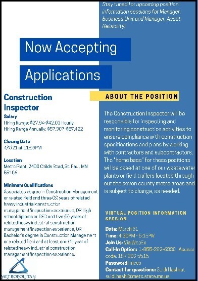 Construction inspector application flyer