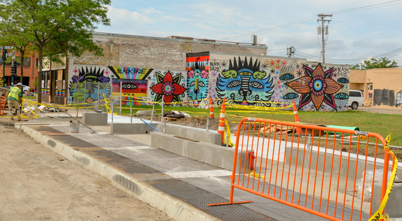 D Line construction at Chicago and Lake.