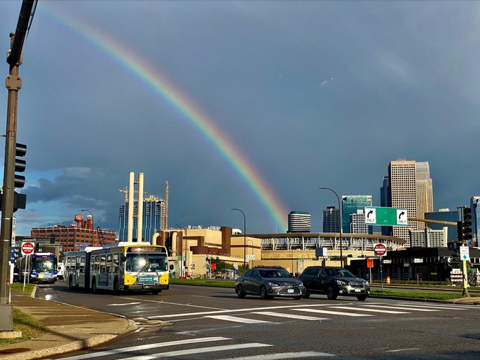 Rainbow over downtown Minneapolis