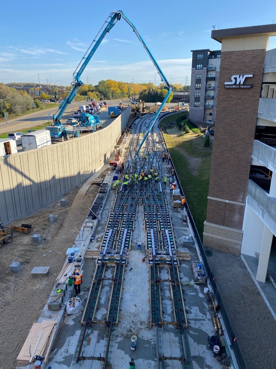 rail installation next to SouthWest Station