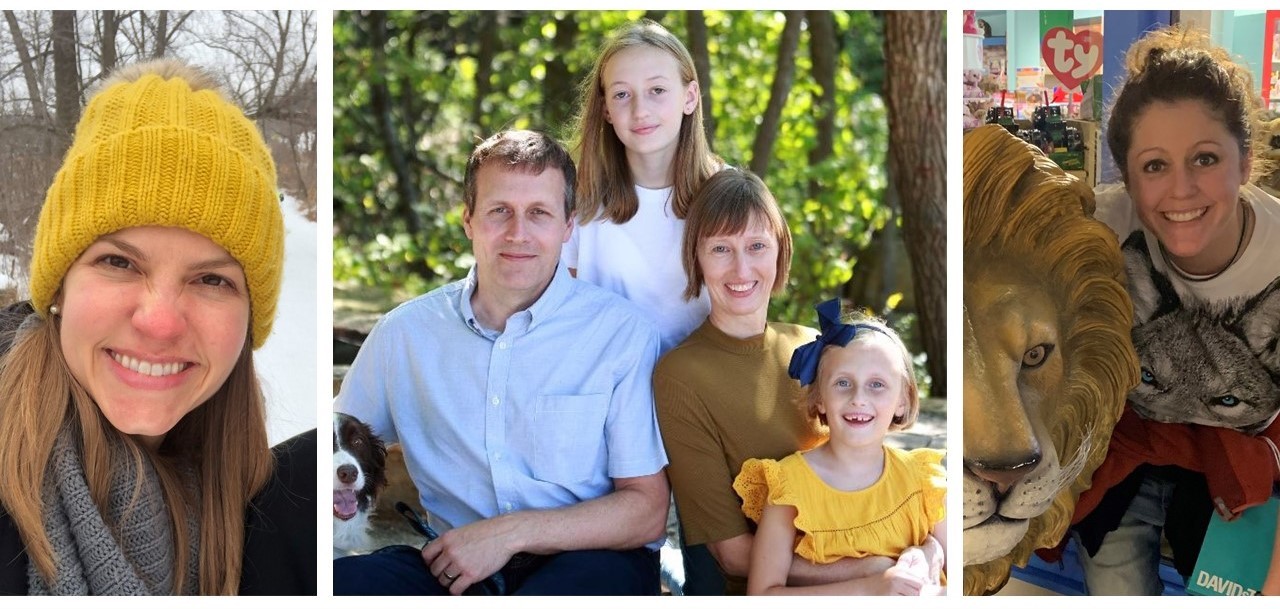 Core Growth participants, from left, Emily Steinweg; John Chlebeck with family; and Danielle (Anna) Pearson. 