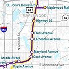 Map excerpt of METRO Purple Line route