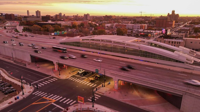 I35W and Lake Street Station aerial photo