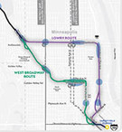 Blue Line Extension route options map excerpt