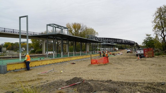 Bridge and station under construction