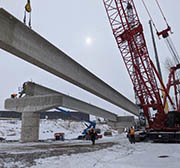 Bridge construction on METRO Green Line Extension.