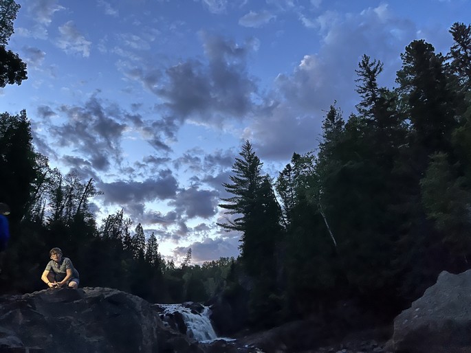 Night scene on the river in Tettegouche State Park