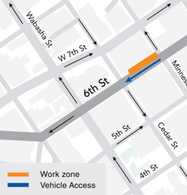 map of construction work in downtown St. Paul