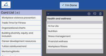 Card sorting example