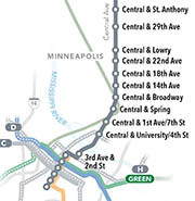 F Line station map excerpt