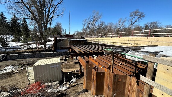 Under construction bridge over channel
