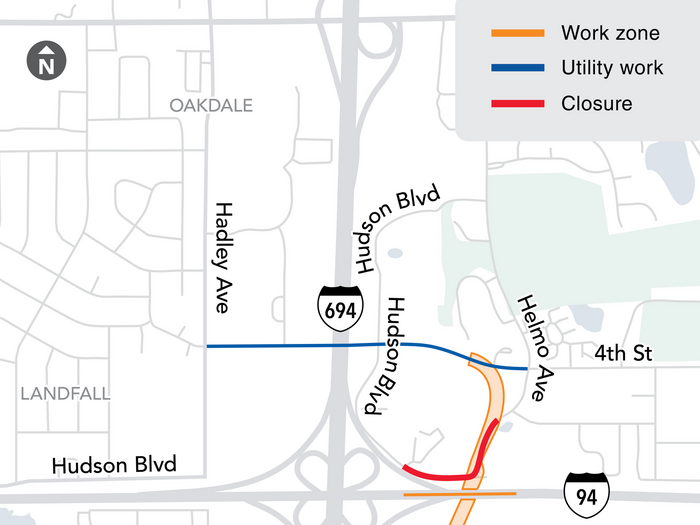 Oakdale-Landfall Construction Map