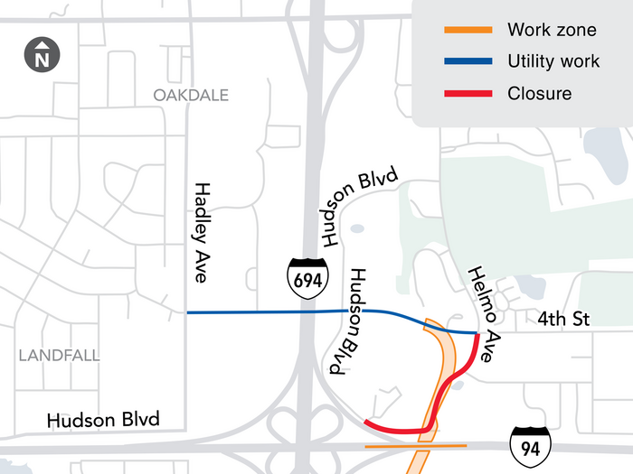 Oakdale-Landfall Construction Map