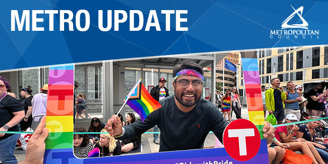 Pride Parade participants ride Metro Transit