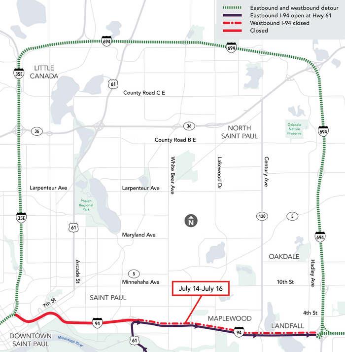 Construction Detour Maps for Oakdale Closure