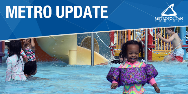 Metro Update banner photo: Young girl wearing flotation device at Battle Creek Waterworks.