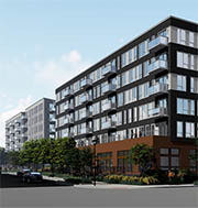 Artist's rendering of apartment building