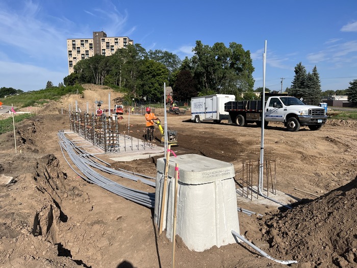 Station platform foundations near the Etna Street area