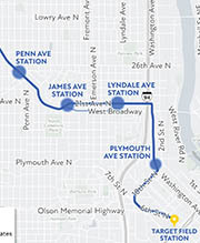 Map excerpt of proposed Blue Line extension route
