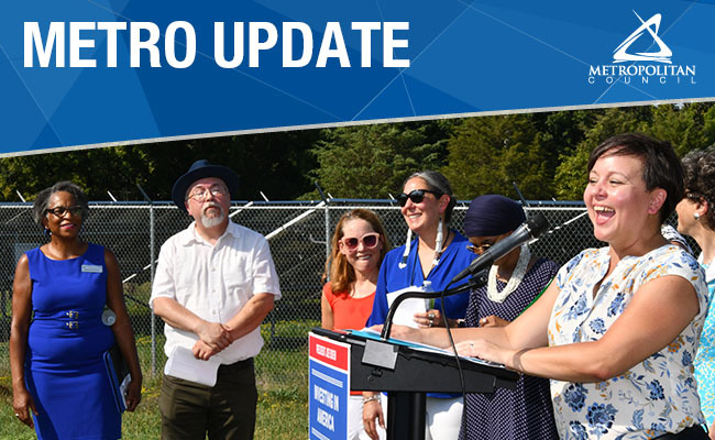 Speakers lined up at the outdoor EPA grant event