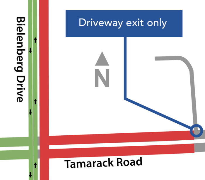 Bielenberg Drive and Tamarack Road Intersection Closure Map