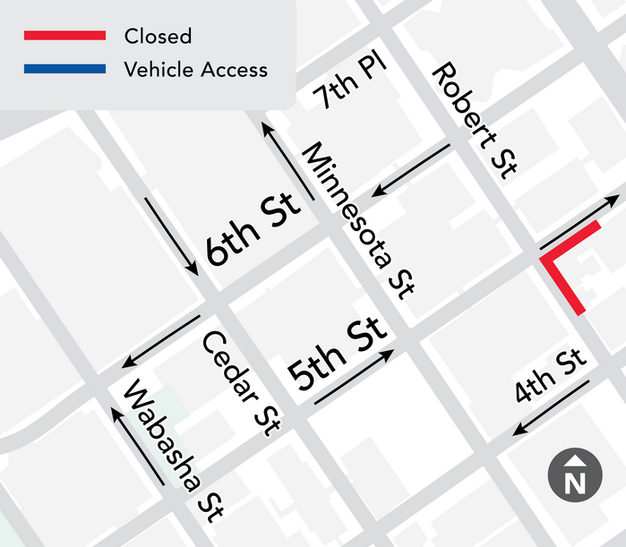 Closure map for 6th and Cedar Street