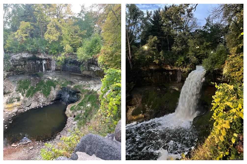 Low and High Flows at Minnehaha Falls