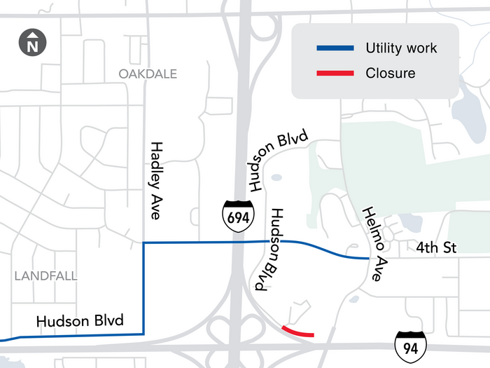 Oakdale-Landfall Construction Map