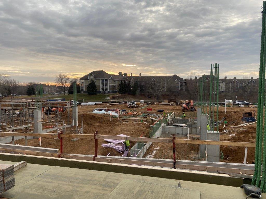 Crews construct building foundations at the Woodlane Park and Ride in Woodbury. 
