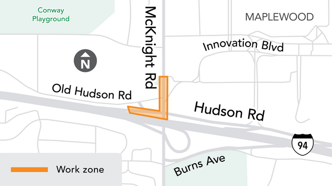 McKnight and Old Hudson Road Construction Work Zone Map