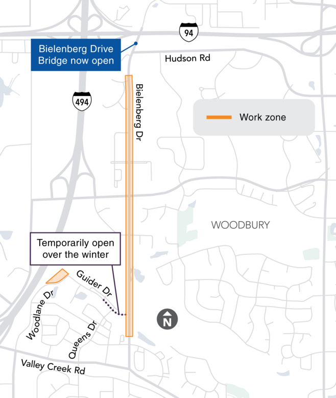 Woodbury construction work zone map