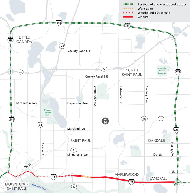 I-94 Closure Detour Map