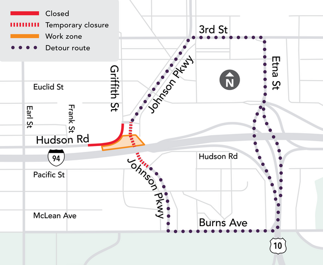 Johnson Parkway Detour Map